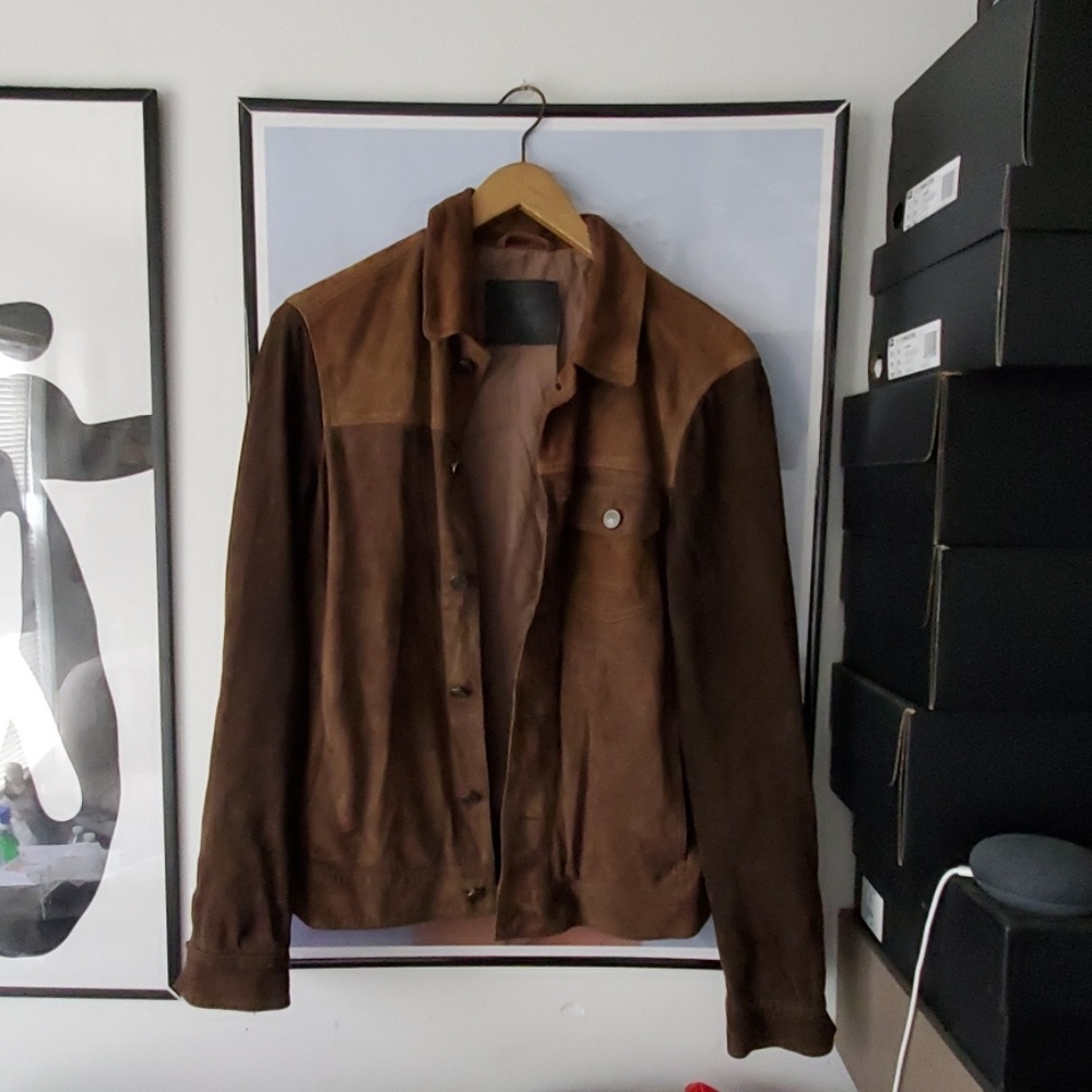 Allsaints suede trucker jacket
